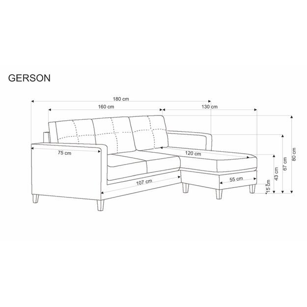 GERSON sofa with ottoman, color: grey 20