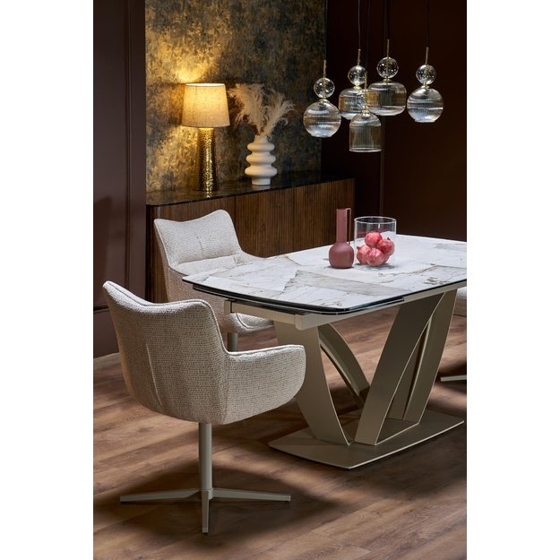 BENJAMIN extension table, beige / cashmere