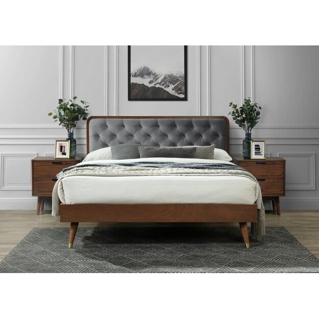 CASSIDY 140 bed, grey / walnut