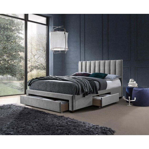 GRACE bed with drawers, color: grey