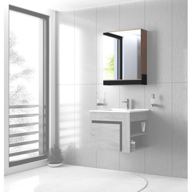 mirror cabinet, DUESA SLU-60, gold oak / black