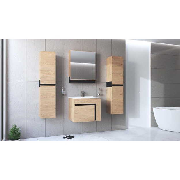 mirror cabinet, DUESA SLU-60, gold oak / black 4