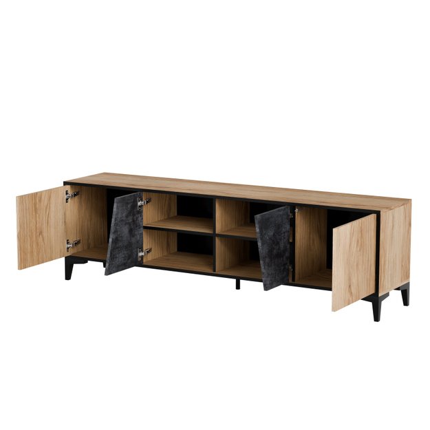 OVO TV stand dark concrete/primeval oak 2