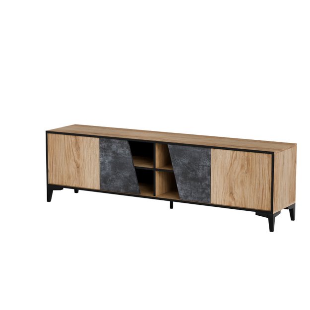 OVO TV stand dark concrete/primeval oak 1