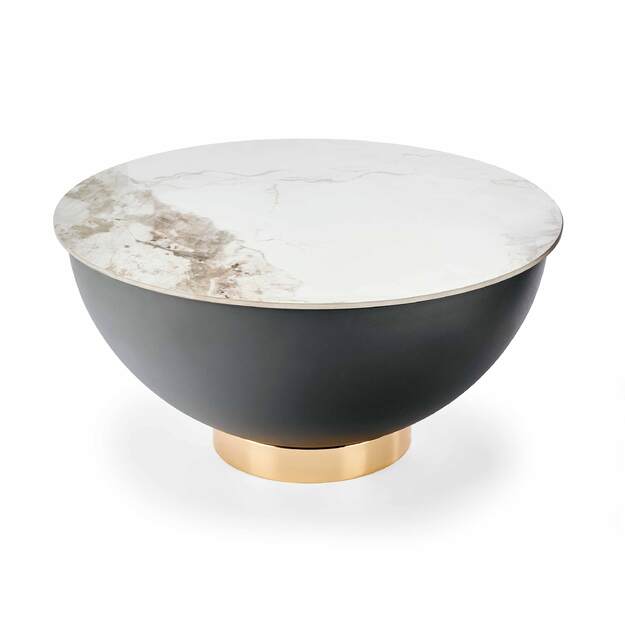 CECILIA coffee table, marble / grey / gold