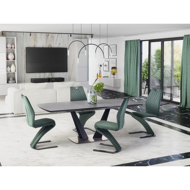 FANGOR extension table, color: top - dark grey, legs - black