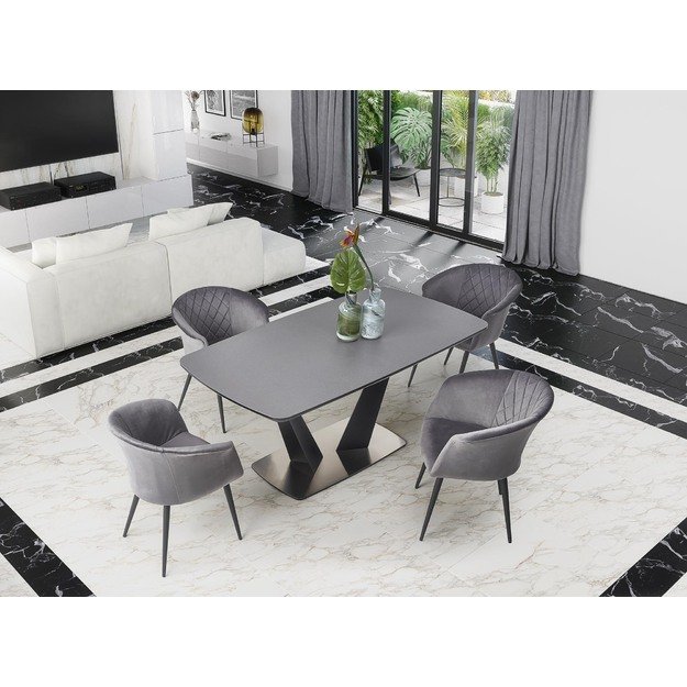 FANGOR extension table, color: top - dark grey, legs - black 7