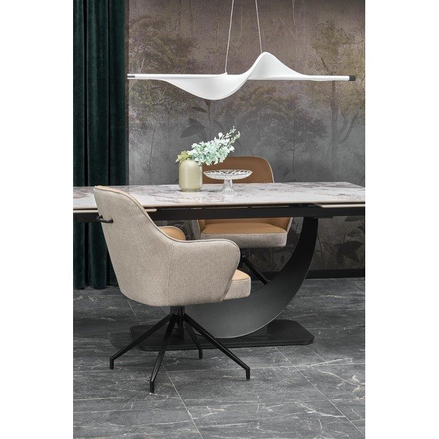 FERNANDO extension table, white marble / black 33