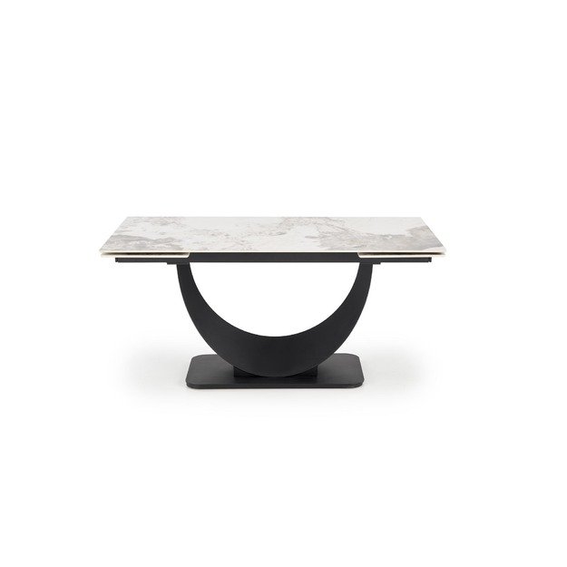 FERNANDO extension table, white marble / black 8