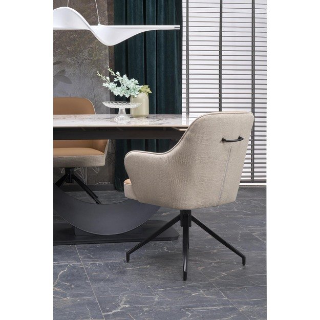 FERNANDO extension table, white marble / black 34