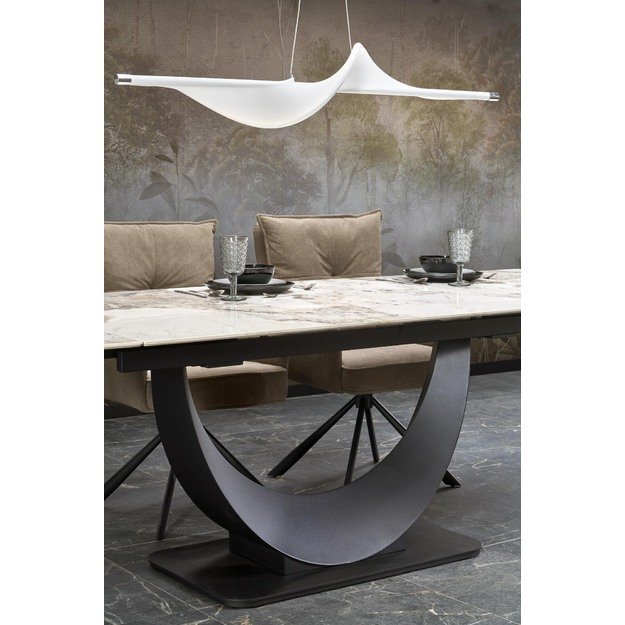 FERNANDO extension table, white marble / black 11