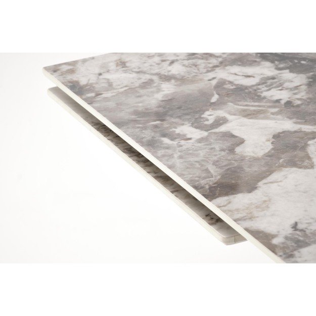 FERNANDO extension table, white marble / black 20
