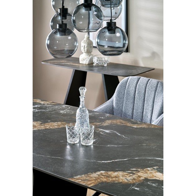 FORUM  extension table, black marble / black 11