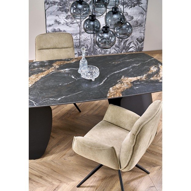 FORUM  extension table, black marble / black 15