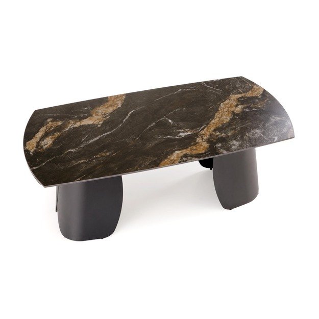 FORUM  extension table, black marble / black 8
