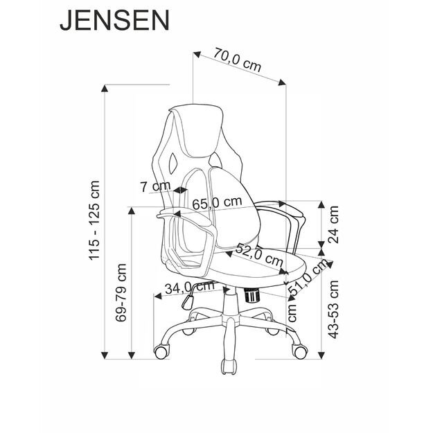 JENSEN  office chair, black / grey / red 13