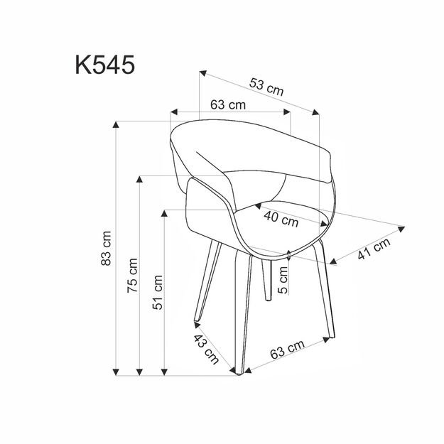 K545 chair, grey / walnut 16