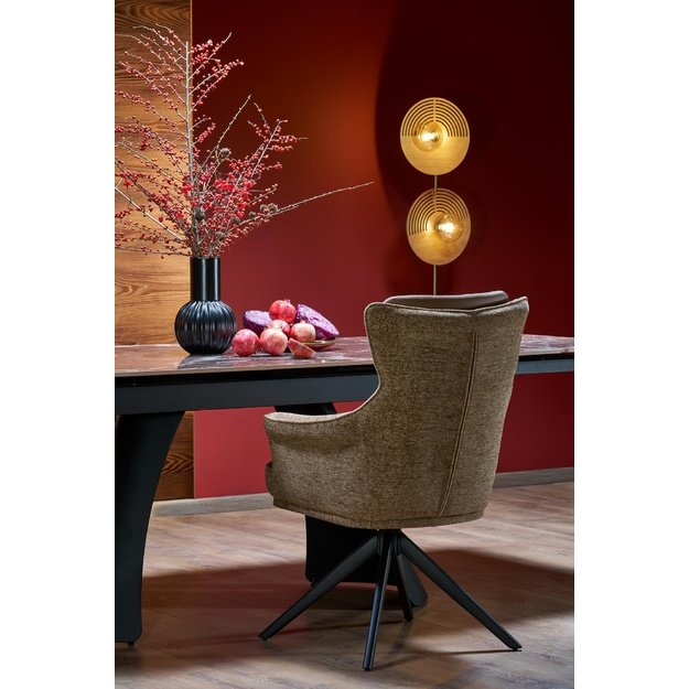 MARVIN extension table, top - maroon marble, legs - black