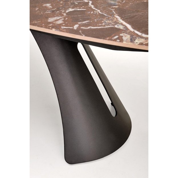 MARVIN extension table, top - maroon marble, legs - black