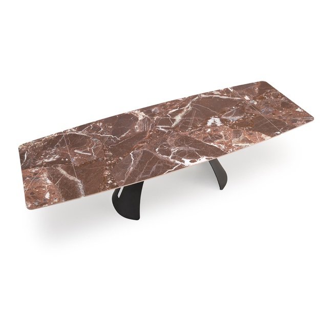 MARVIN extension table, top - maroon marble, legs - black