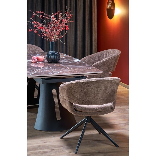 MARVIN extension table, top - maroon marble, legs - black