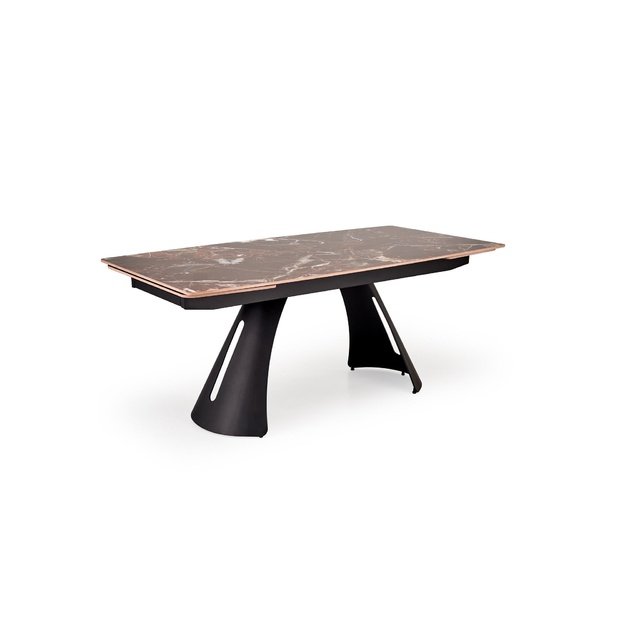 MARVIN extension table, top - maroon marble, legs - black