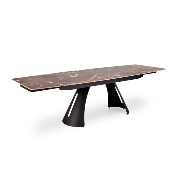 MARVIN extension table, top - maroon marble, legs - black