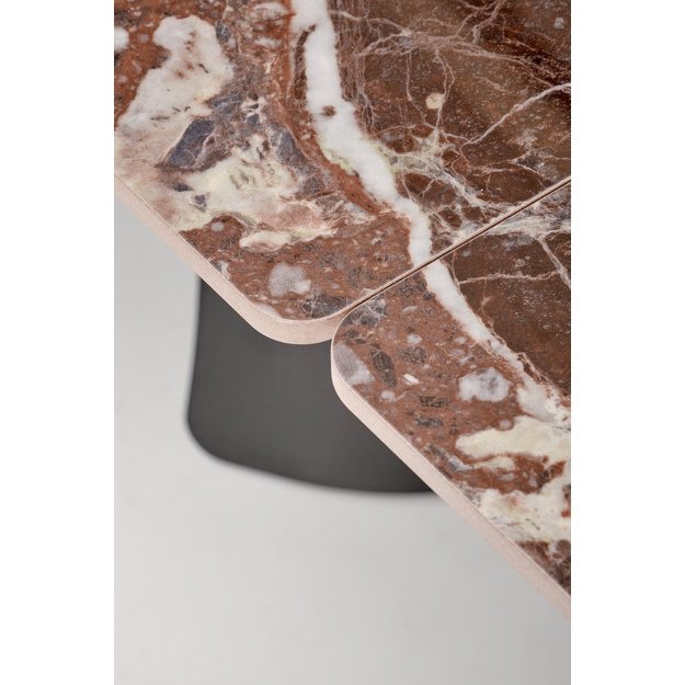 MARVIN extension table, top - maroon marble, legs - black