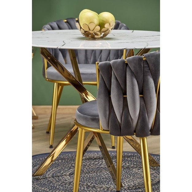 RAYMOND 2 table, white marble / gold 10