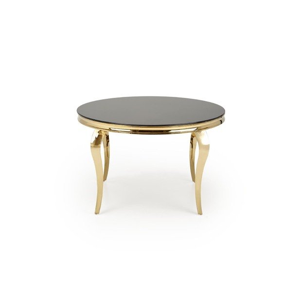 REGINALD_2 table, color: top - black glass, legs - gold 22