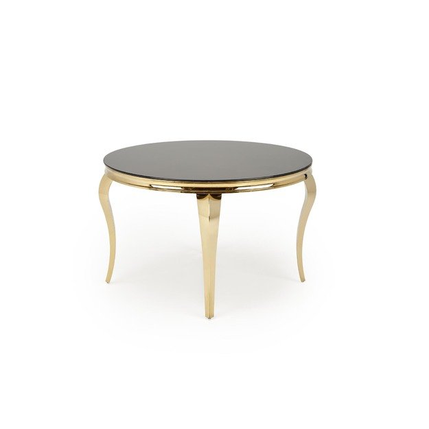 REGINALD_2 table, color: top - black glass, legs - gold 7