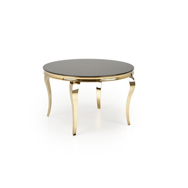 REGINALD_2 table, color: top - black glass, legs - gold 12
