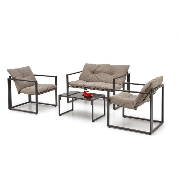 SHARK garden set (sofa + 2 chairs + coffee tables), d.brown / cappuccino 30