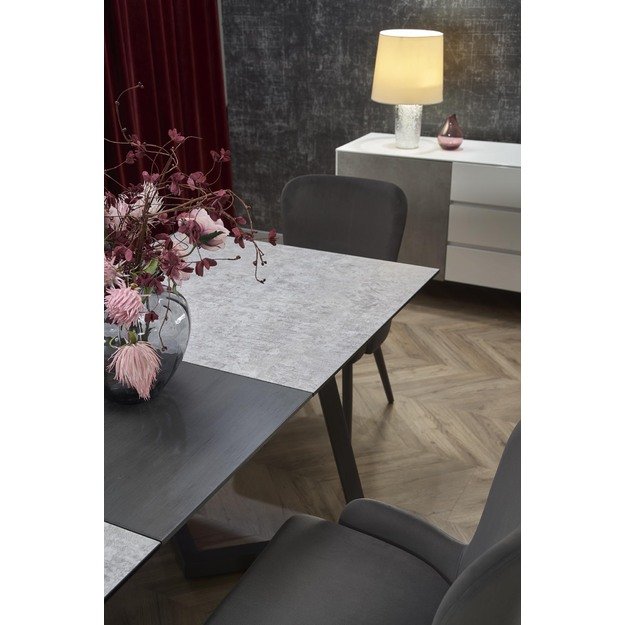 TIZIANO extension table, color: top - light grey / dark grey, legs - dark grey 19