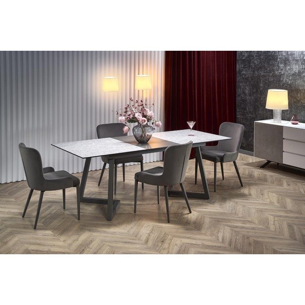 TIZIANO extension table, color: top - light grey / dark grey, legs - dark grey