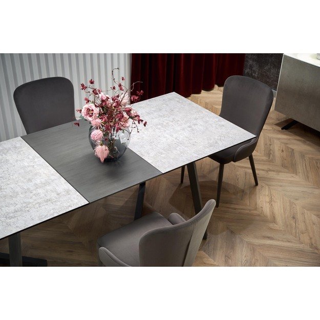 TIZIANO extension table, color: top - light grey / dark grey, legs - dark grey 21
