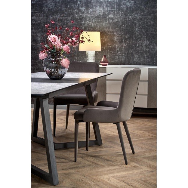 TIZIANO extension table, color: top - light grey / dark grey, legs - dark grey 24