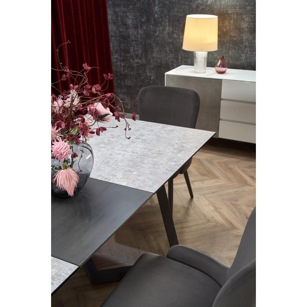 TIZIANO extension table, color: top - light grey / dark grey, legs - dark grey 20