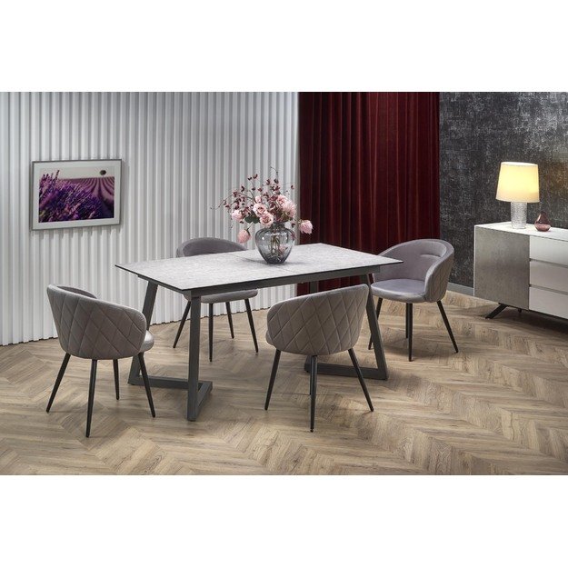 TIZIANO extension table, color: top - light grey / dark grey, legs - dark grey 25