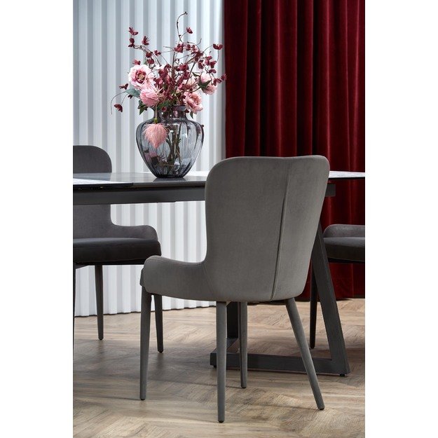 TIZIANO extension table, color: top - light grey / dark grey, legs - dark grey 22