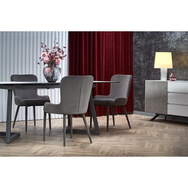TIZIANO extension table, color: top - light grey / dark grey, legs - dark grey 6