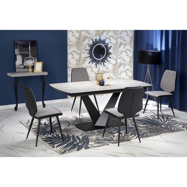 VINSTON extension table, color: top - dark grey / black, legs - black 16