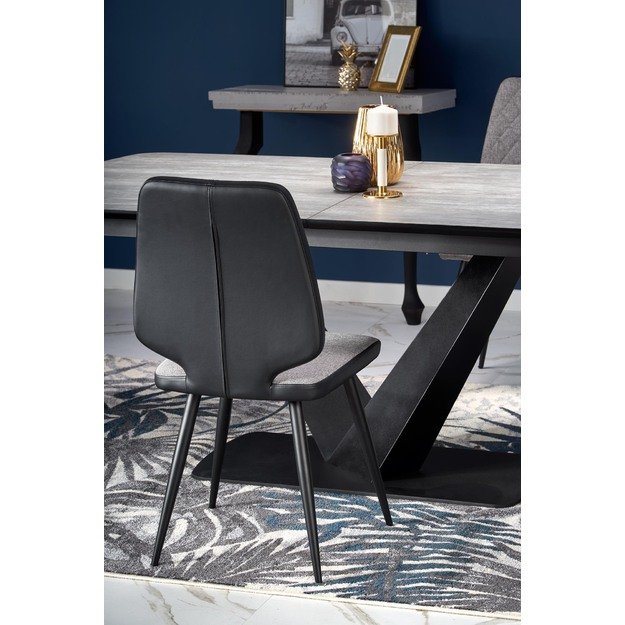 VINSTON extension table, color: top - dark grey / black, legs - black 26