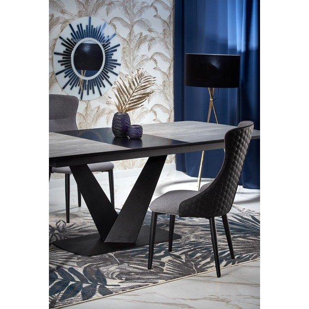 VINSTON extension table, color: top - dark grey / black, legs - black 5
