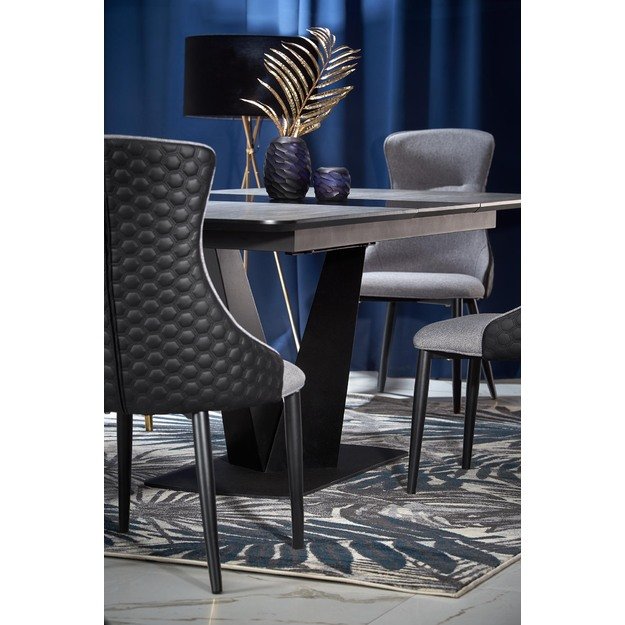 VINSTON extension table, color: top - dark grey / black, legs - black 4