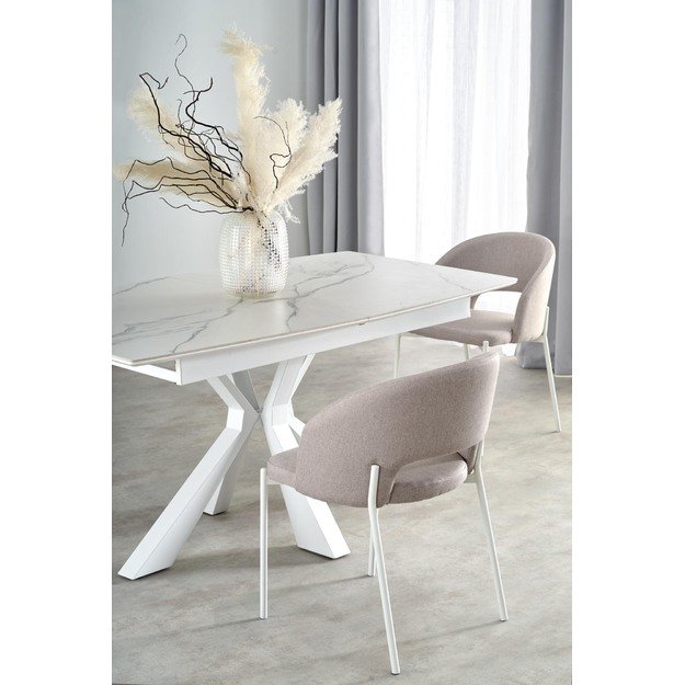 VIVALDI extension table white marble, leg white 26