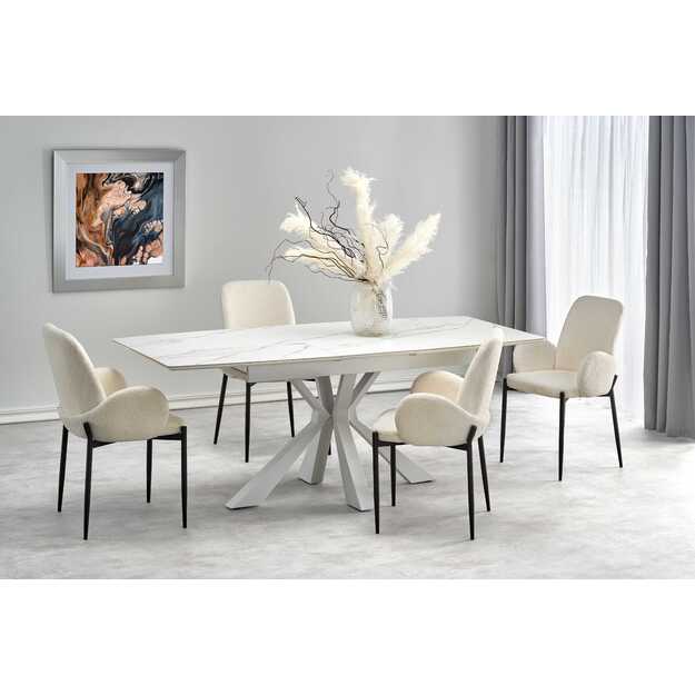 VIVALDI extension table white marble, leg white