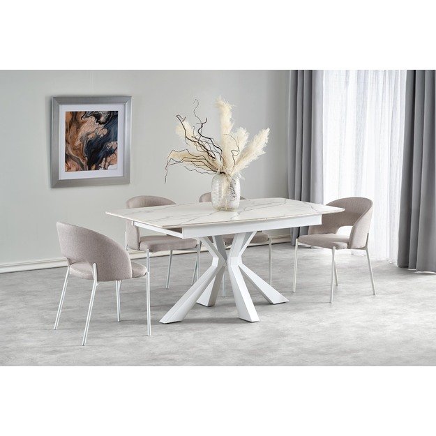 VIVALDI extension table white marble, leg white 7