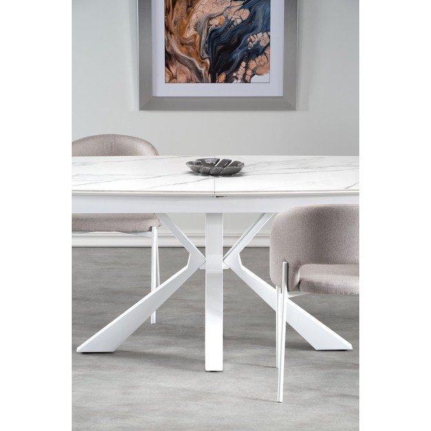 VIVALDI extension table white marble, leg white 27