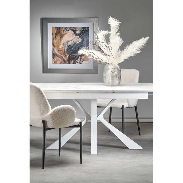 VIVALDI extension table white marble, leg white 30
